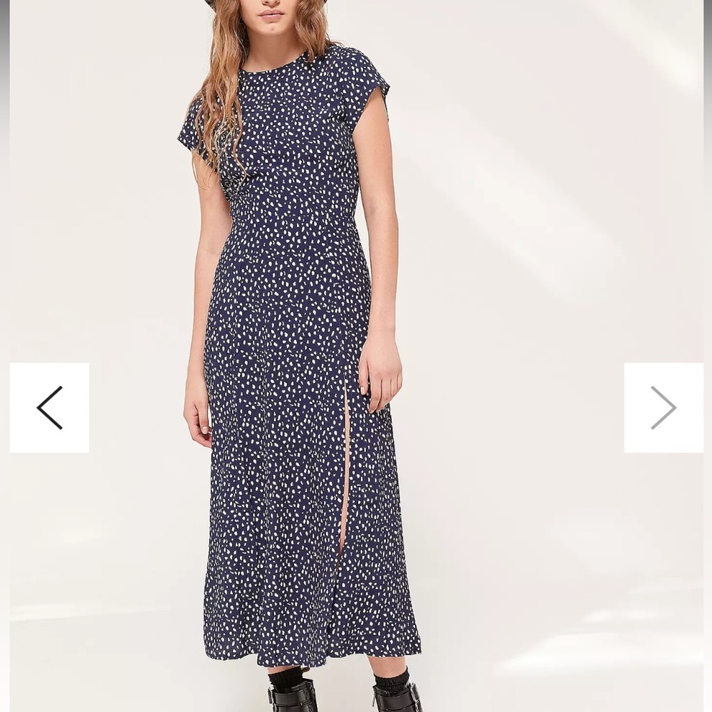Urban Outfitters Navy and White Speckled Dot Dress